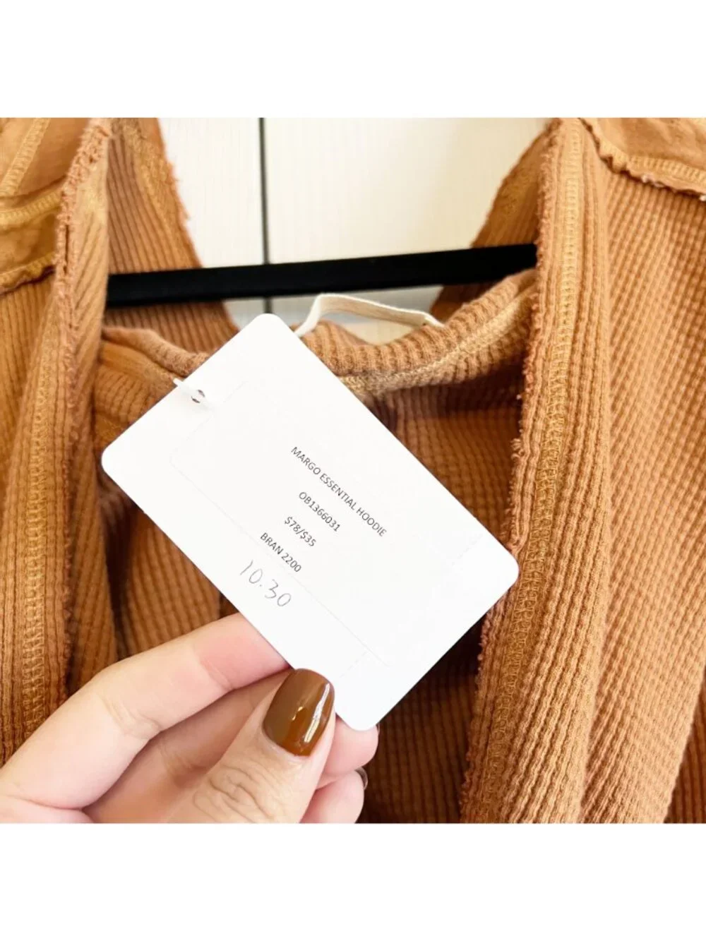 Free People Margo Bran Burnt Orange Waffle Knit Hoodie Women's Size X-Small XS